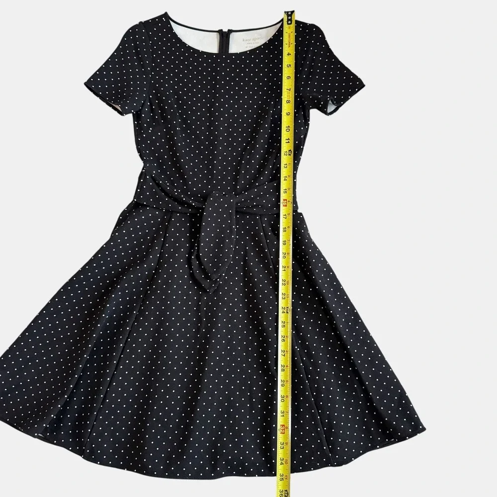 Kate Spade New York Larabee Dot Sz. XS 2 4 ponte Dress Black white Polka dot mod